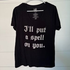 Made Right Black Graphic Halloween Tee with Spell Print, Women’s XL